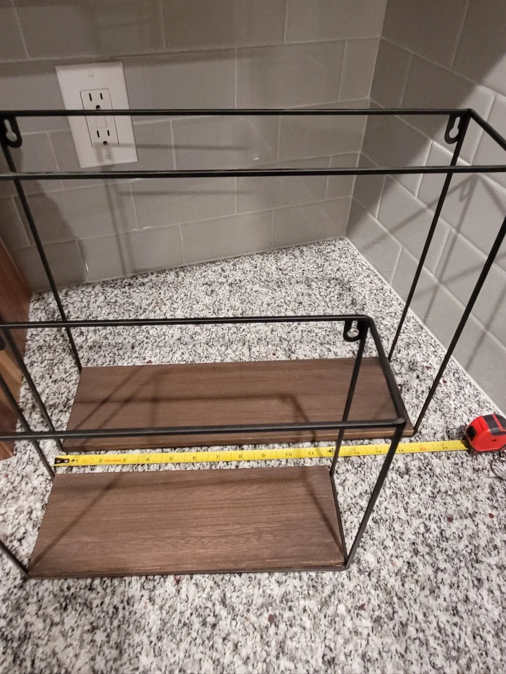 Black Metal & Wood, Two Wall Shelves - Modern Home, Bath, Storage
